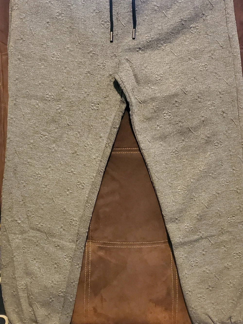 Louis Vuitton Men's Gray Embossed Monogram Pants